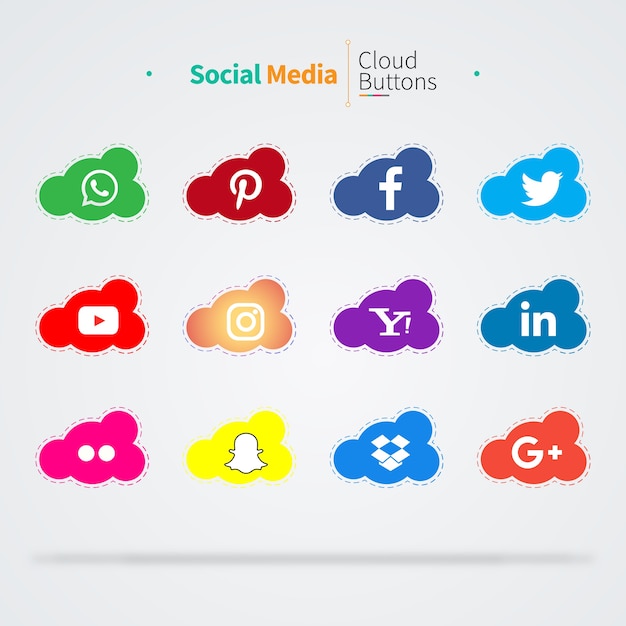 Vector 12 social media cloud-pictogrammen
