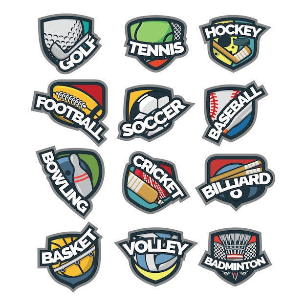 12 Спорт логотип векторной иллюстрации