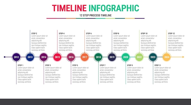 Vector 12 stap timeline infographics