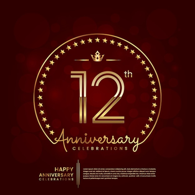 Vector 12 year anniversary logo in golden color