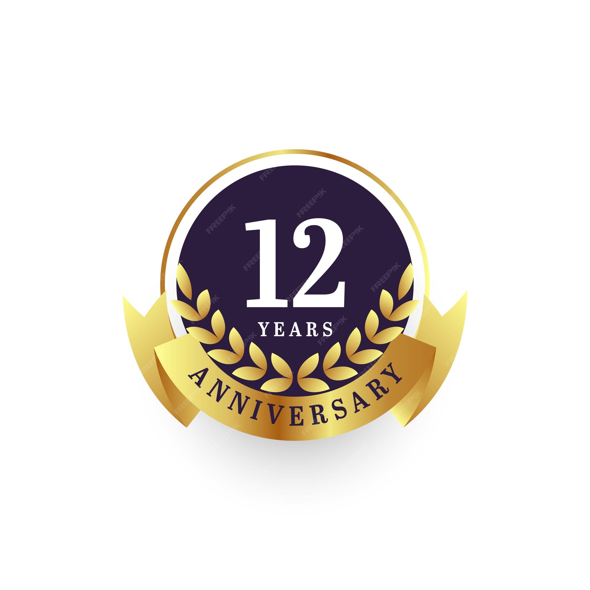 12th year anniversary emblem logo design template Vector Image