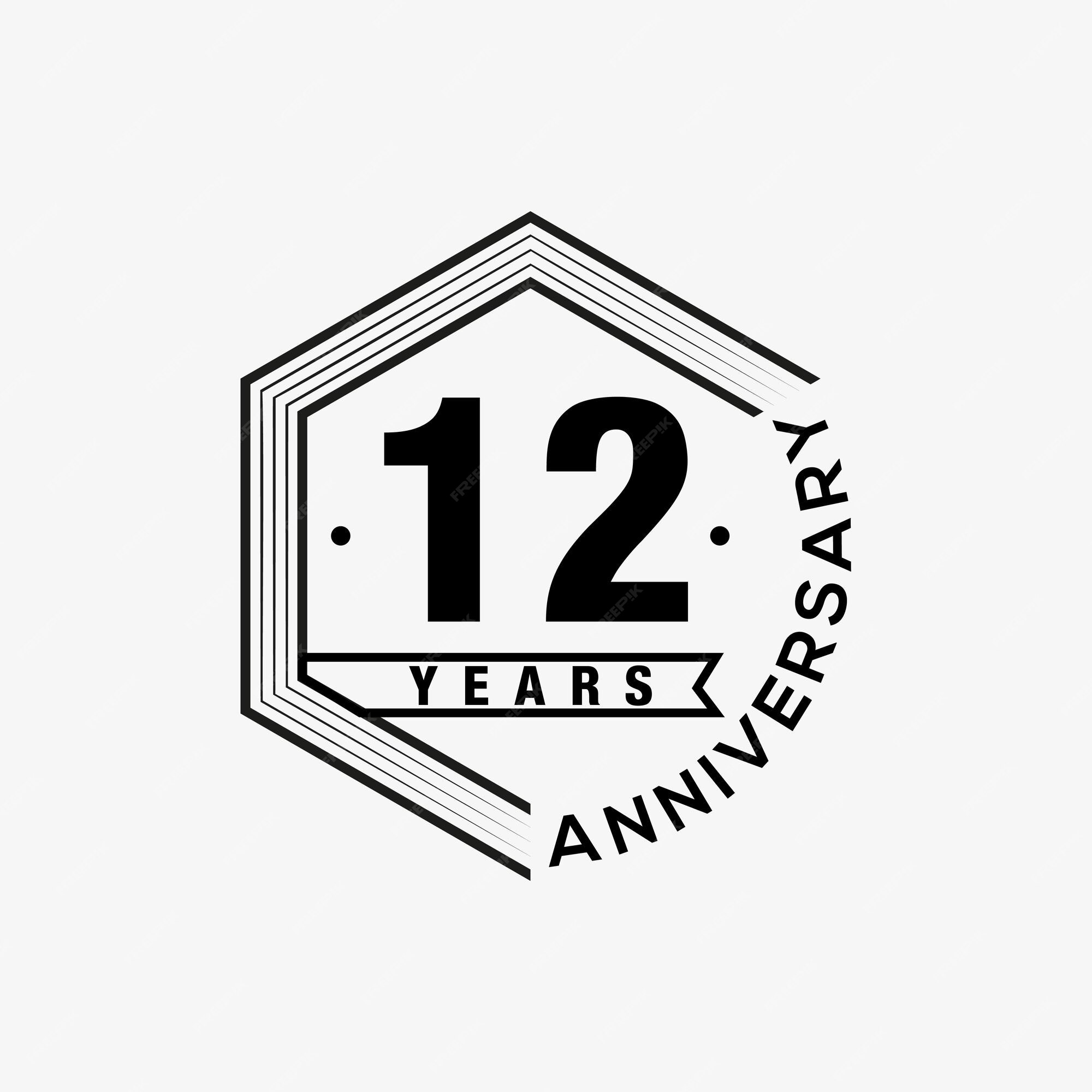 12th year anniversary emblem logo design template Vector Image