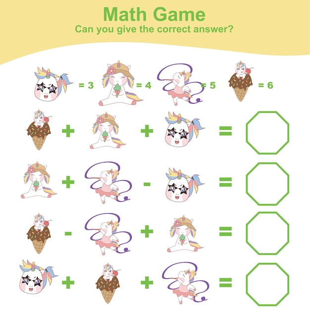 120 gioco di matematica con unicorno