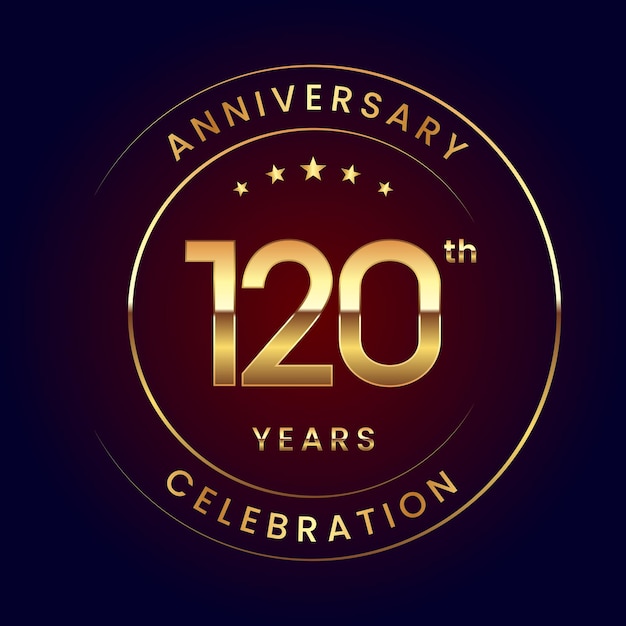 120th Anniversary template design with gold color ring and numbers Logo Vector Template