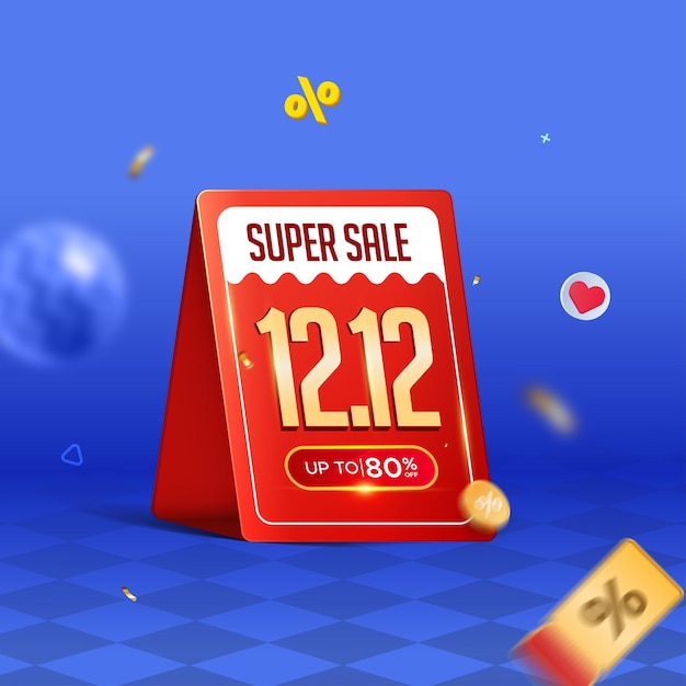 1212 big sale promotion banner with 3d text template design