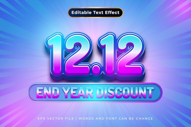 Vector 1212 end year discount editable text effect template