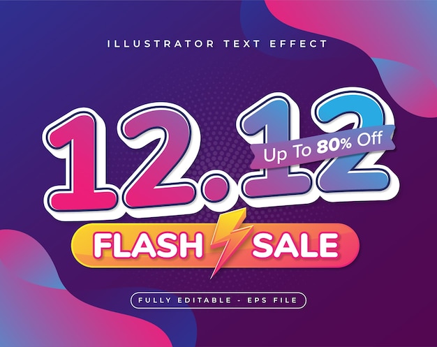 Vector 1212 flash sale text effect and poster template