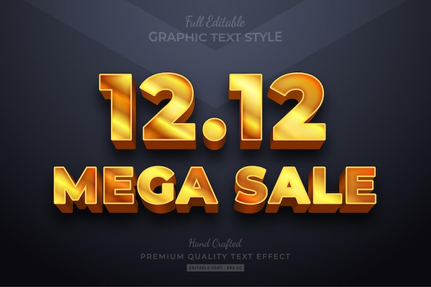 1212 Mega Sale Gold bewerkbare teksteffect lettertypestijl