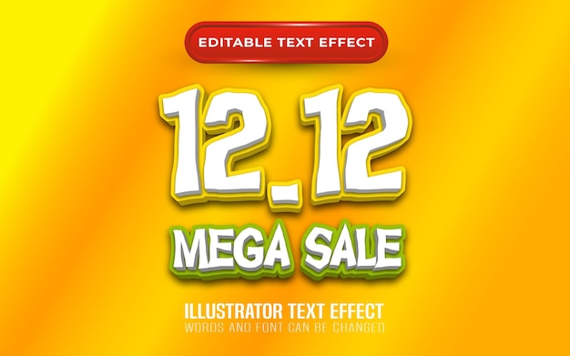 1212 mega sale illustration text effect