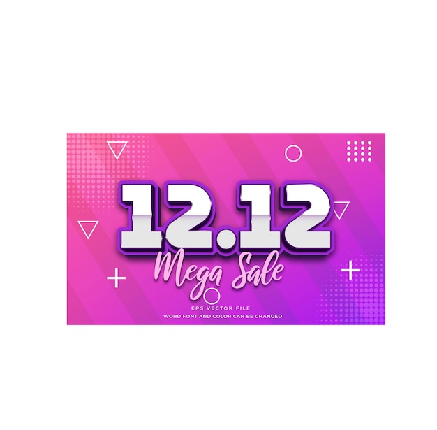 1212 mega sale typografie bewerkbaar teksteffect