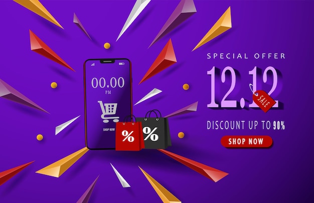 1212 sale promotion online shopping on smart phone