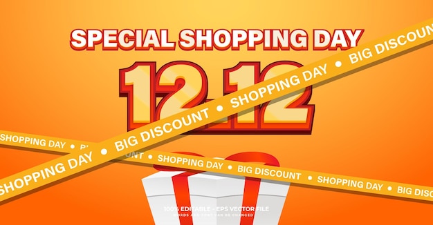 Vector 1212 shopping day deals banner template with text effect