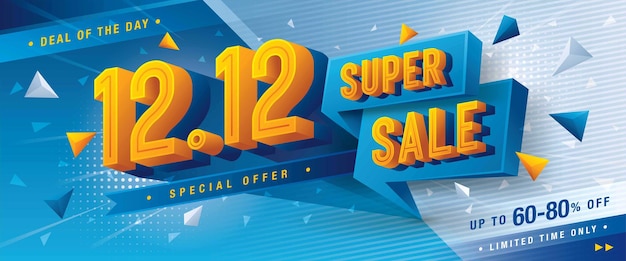 Vettore 1212 shopping day super sale banner template design offerta speciale sconto banner promozione shopping