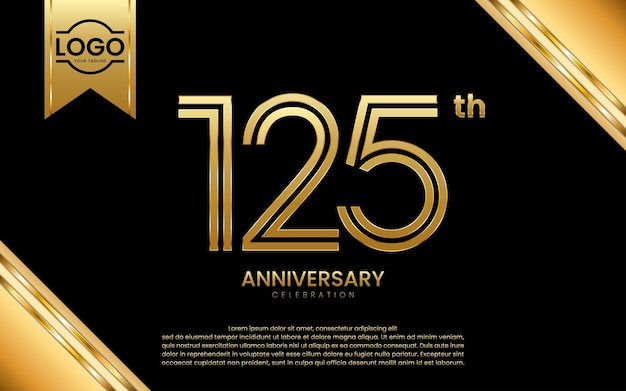 125th Anniversary Celebration Verjaardag sjabloonontwerp met gouden nummer Vector Template