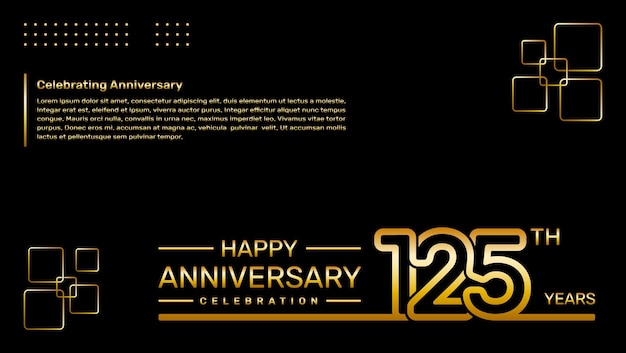 125th year anniversary template design with gold color vector template illustration