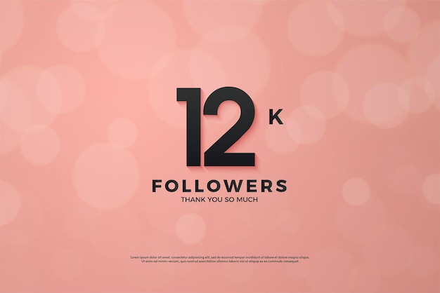 12k followers with numbers on pink background