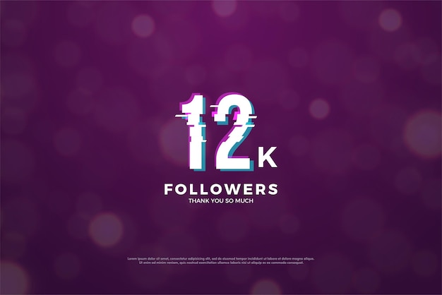 12k followers with numbers slicing effect in peace