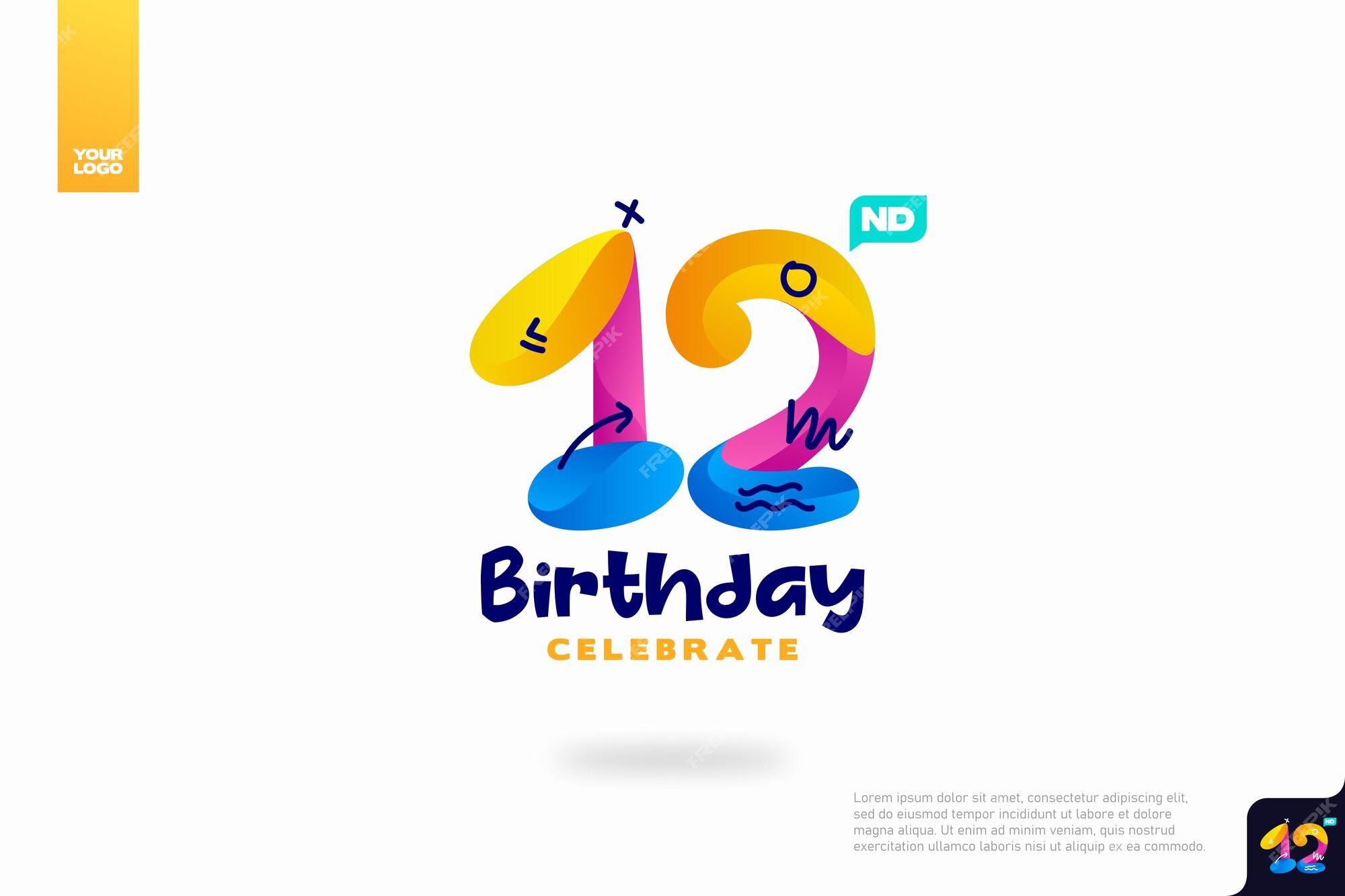 Premium Vector  Number 12 logo icon design, 12nd birthday logo number, 12nd  anniversary.