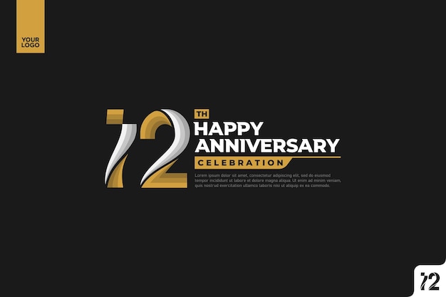 12nd happy anniversary celebration with gold and silver on black background