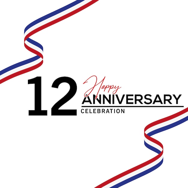 12th Anniversary celebration background.  background with bent ribbon vector design.