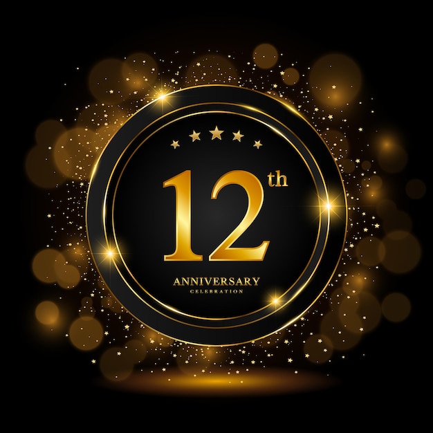 Vector 12th anniversary celebration golden anniversary celebration template design vector illustrations