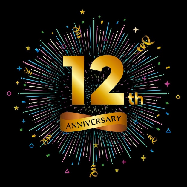 Вектор Логотип празднования 12-й годовщины дизайн шаблона празднования золотой годовщины векторные иллюстрации