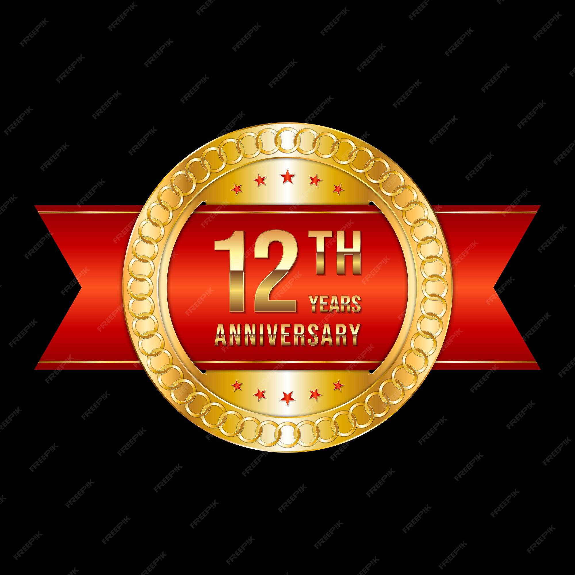 12th year anniversary emblem logo design template Vector Image