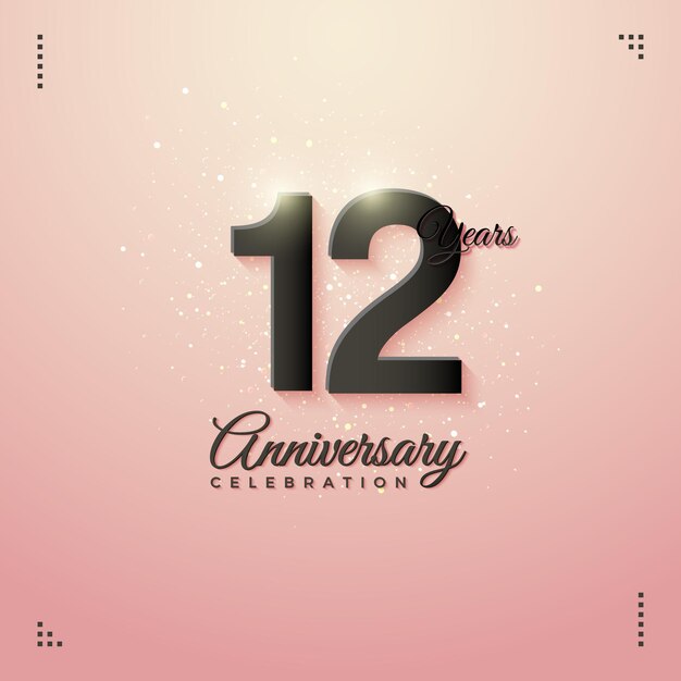 차분한 분홍색 배경의 12주년 초대장