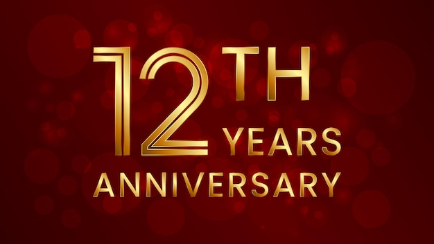 12th anniversary logo with double line number concept and golden color font