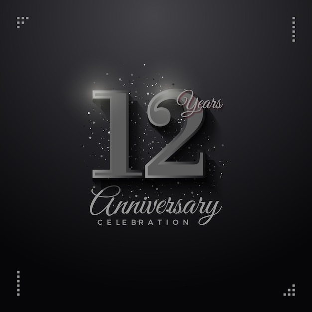 12th anniversary party invitation with numbers on dark background