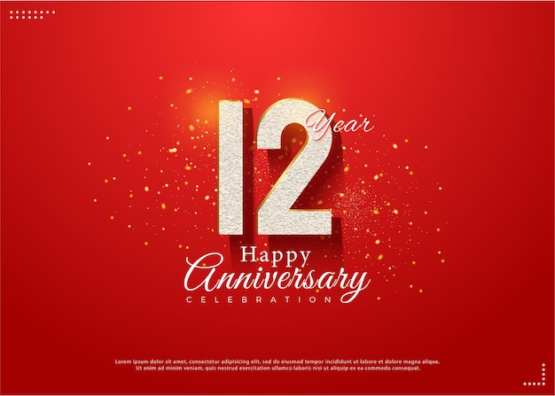 12th anniversary with floating numbers illustration vector premium design