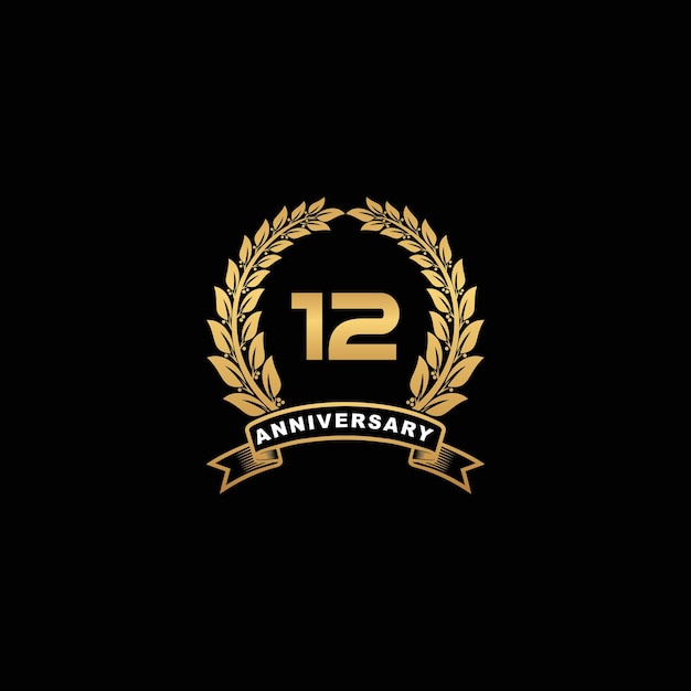 12th Anniversary With Swoosh And Arrow Icon Fast And Forward Golden  Anniversary Logo On Black Background Stock Illustration - Download Image  Now - iStock