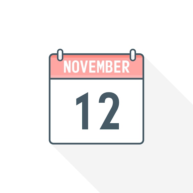 Значок календаря 12 ноября Календарь 12 ноября Дата Месяц значок вектор иллюстратор
