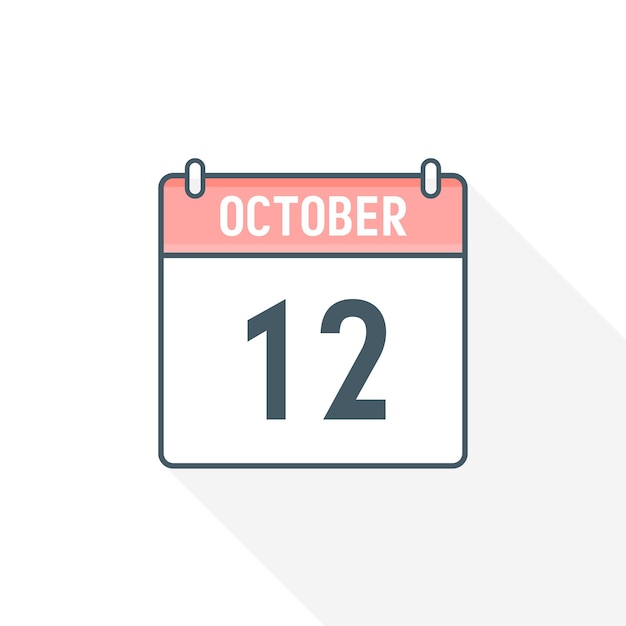 12th October calendar icon October 12 calendar Date Month icon vector illustrator