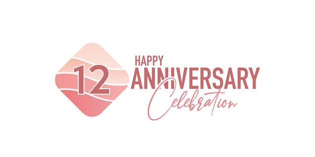 Vector 12th years anniversary logo, vector illustration design  celebration with pink geometric design