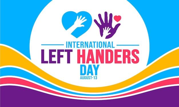 13 August International Left Handers Day background template Holiday concept background banner
