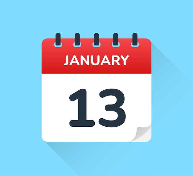 13 jan calendar date icon.