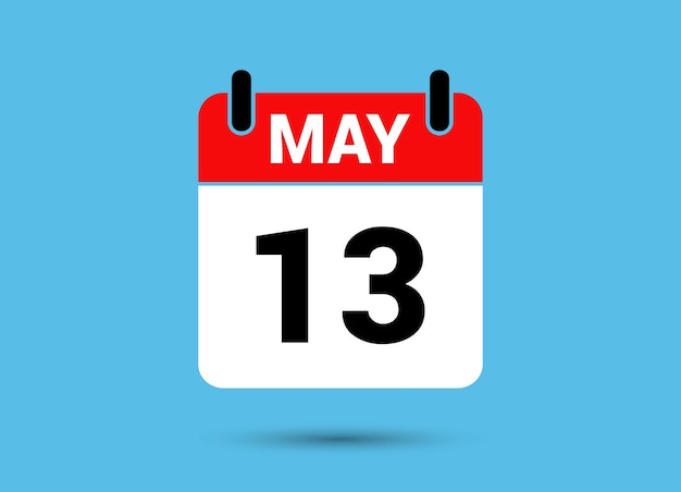 13 may calendar date flat icon day 13 vector illustration