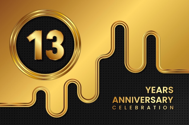 13 Year Anniversary celebration template design Golden Anniversary vector illustration