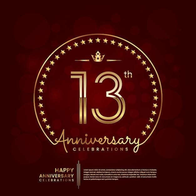 Vector 13 year anniversary logo in golden color