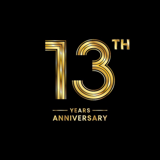 13 years anniversary logo design with golden number for anniversary celebration event Logo Vector