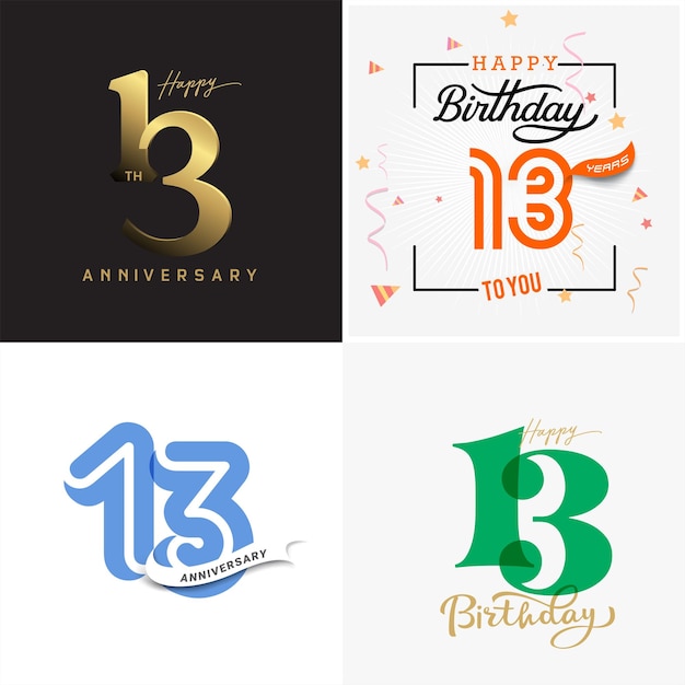 13 years anniversary vector number icon birthday anniversary design
