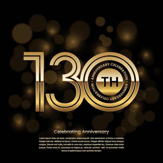 130 years anniversary logo design with gold color and double line style Logo Vector Template