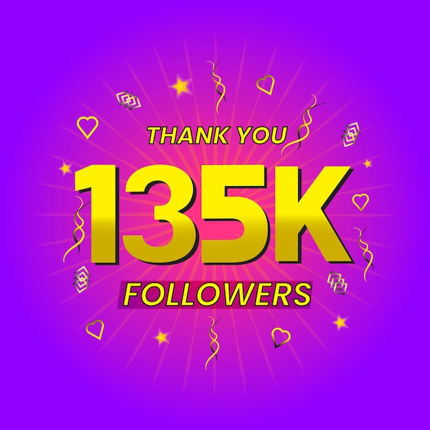 Vector 135k followers thank you celebration template