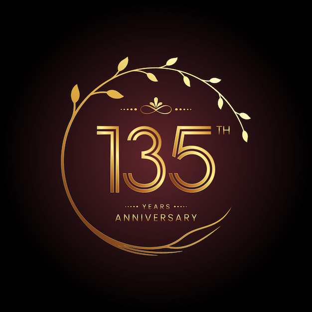 135th anniversary logo design with a golden number and circular tree concept