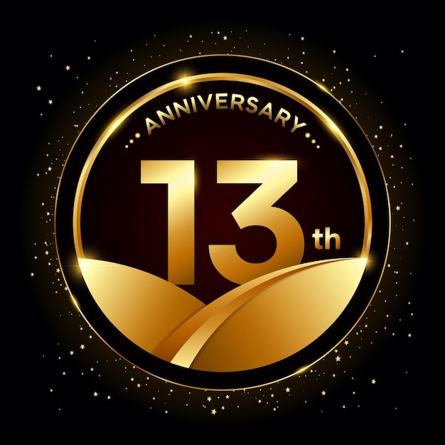 Vector 13e verjaardag gouden jubileum sjabloonontwerp logo vectorillustratie