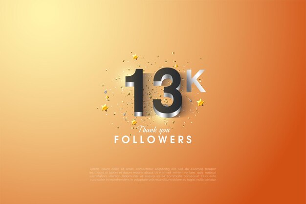 13k followers with illustration of numbers and gift box