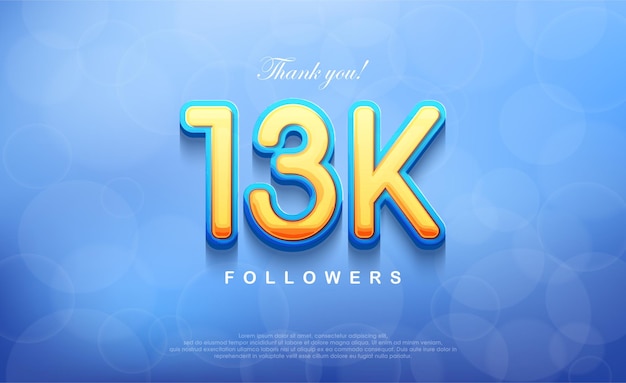 13k number for thanking followers unique bokeh blue background