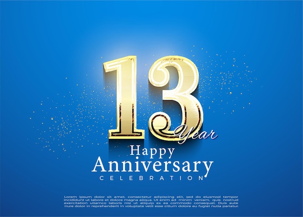 13th anniversary on blue background.