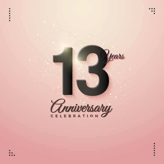 13th anniversary with calm pink background